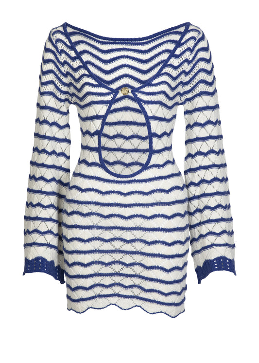 REY MINI KNITTED BLUE STRIPES - DRESS